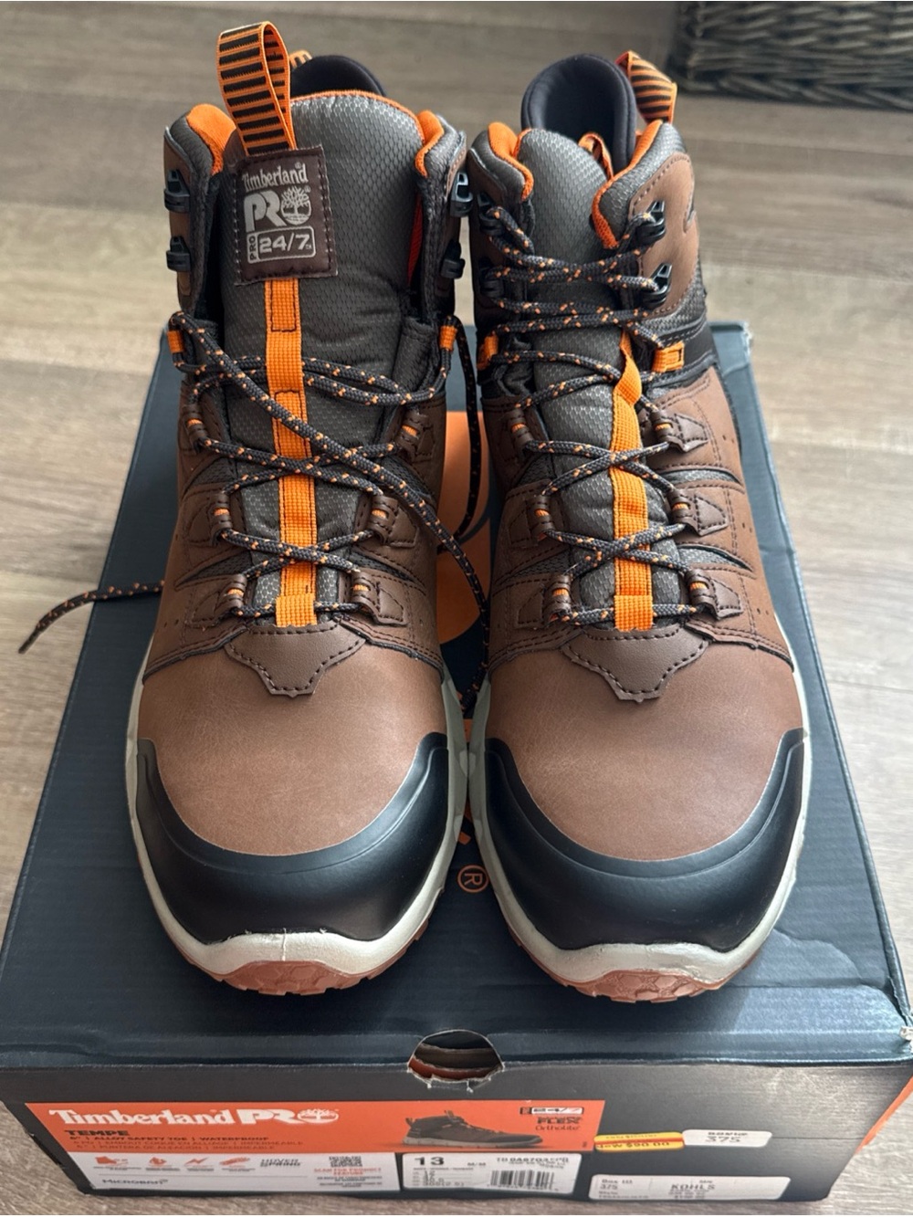 Timberland PRO Men's Brown and Orange Safety Work Boots size 13